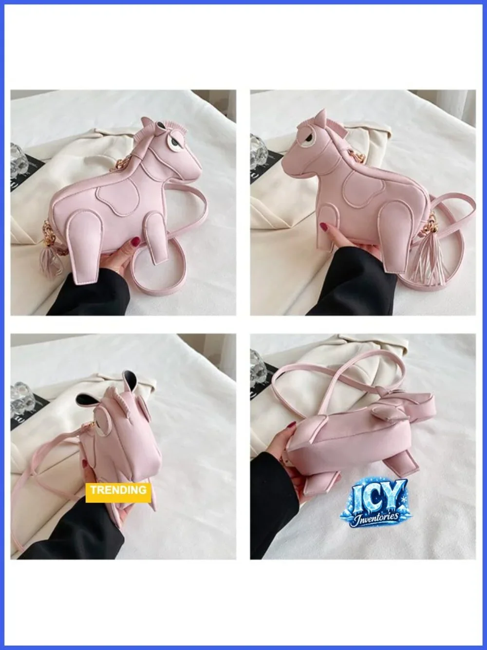 Women Horse Shape Crossbody Bag PU Leather Waterproof Adjustable Strap
